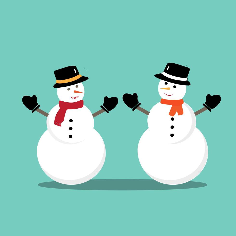 Snowman icon flat style. Vector eps10. Snowman with hat and scarf. Vector illustration. New year concept.