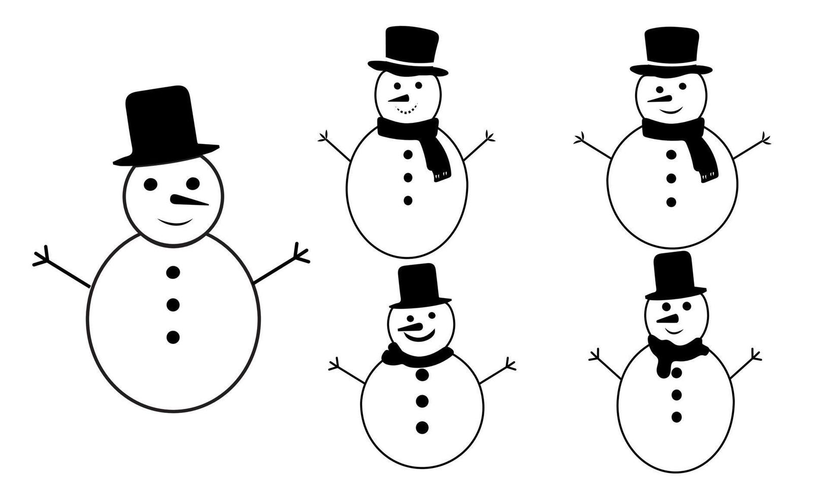 Snowman icon flat style. Vector eps10. Snowman with hat and scarf. Vector illustration. New year concept.