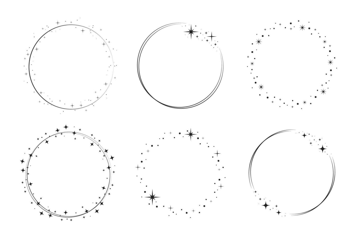 conjunto de marco de círculo de estrellas. corona redonda vector