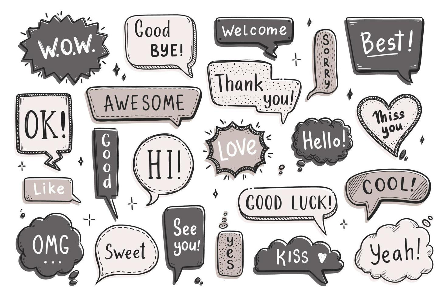 Comic speech bubble set with dialog word vector
