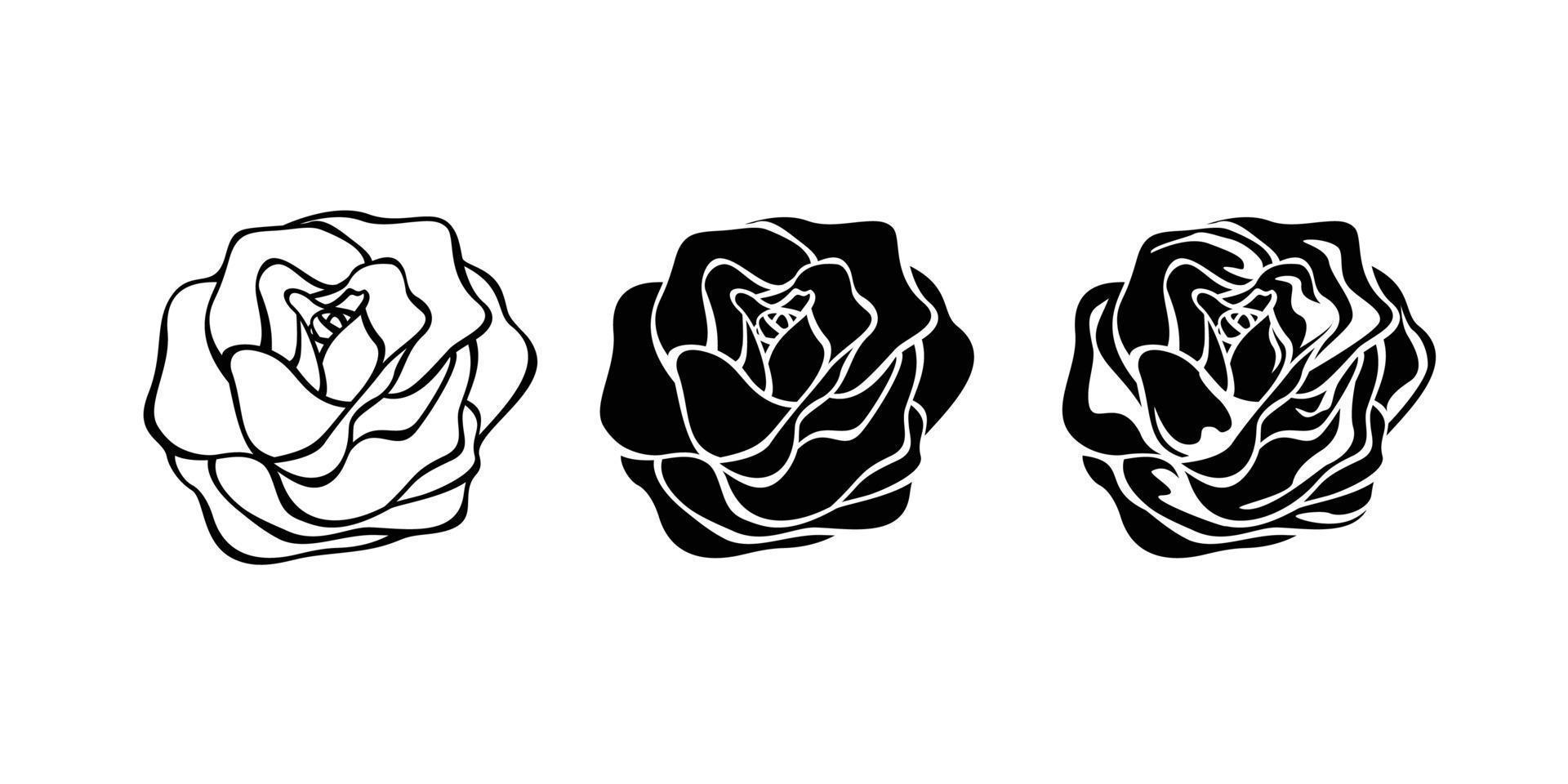 set of rose silhouette design. flower decoration vector illustration.