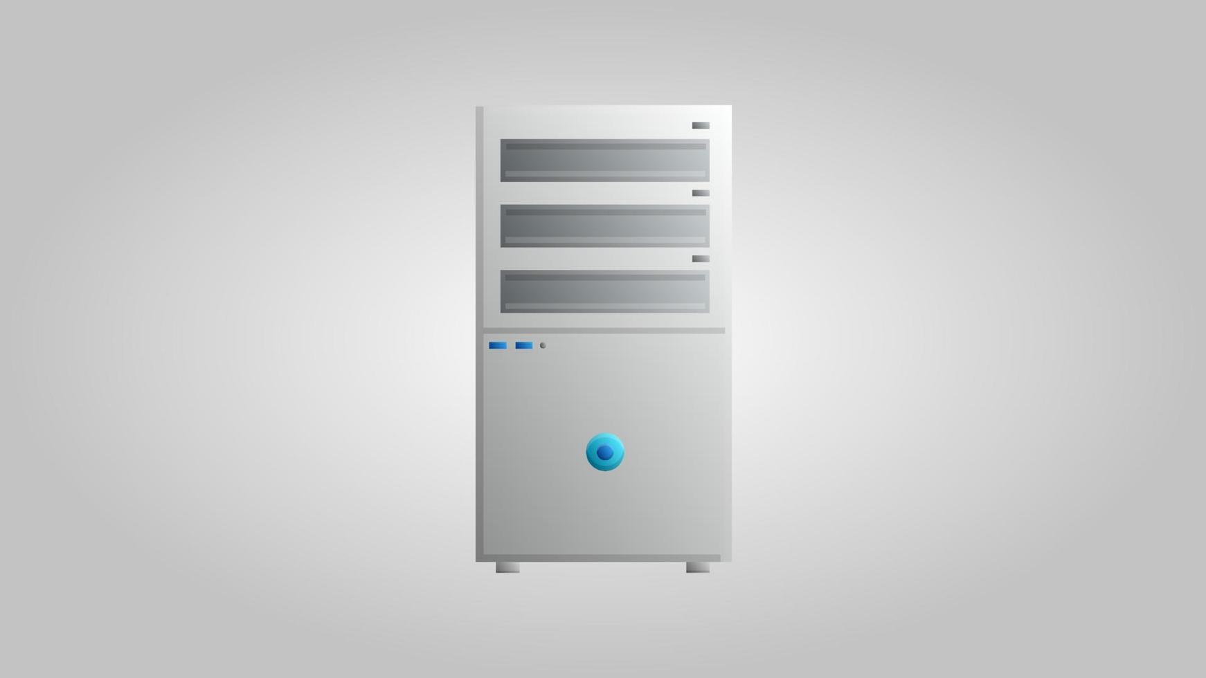 Modern digital new stationary office computer system unit for games, work and entertainment on a white background. Vector illustration