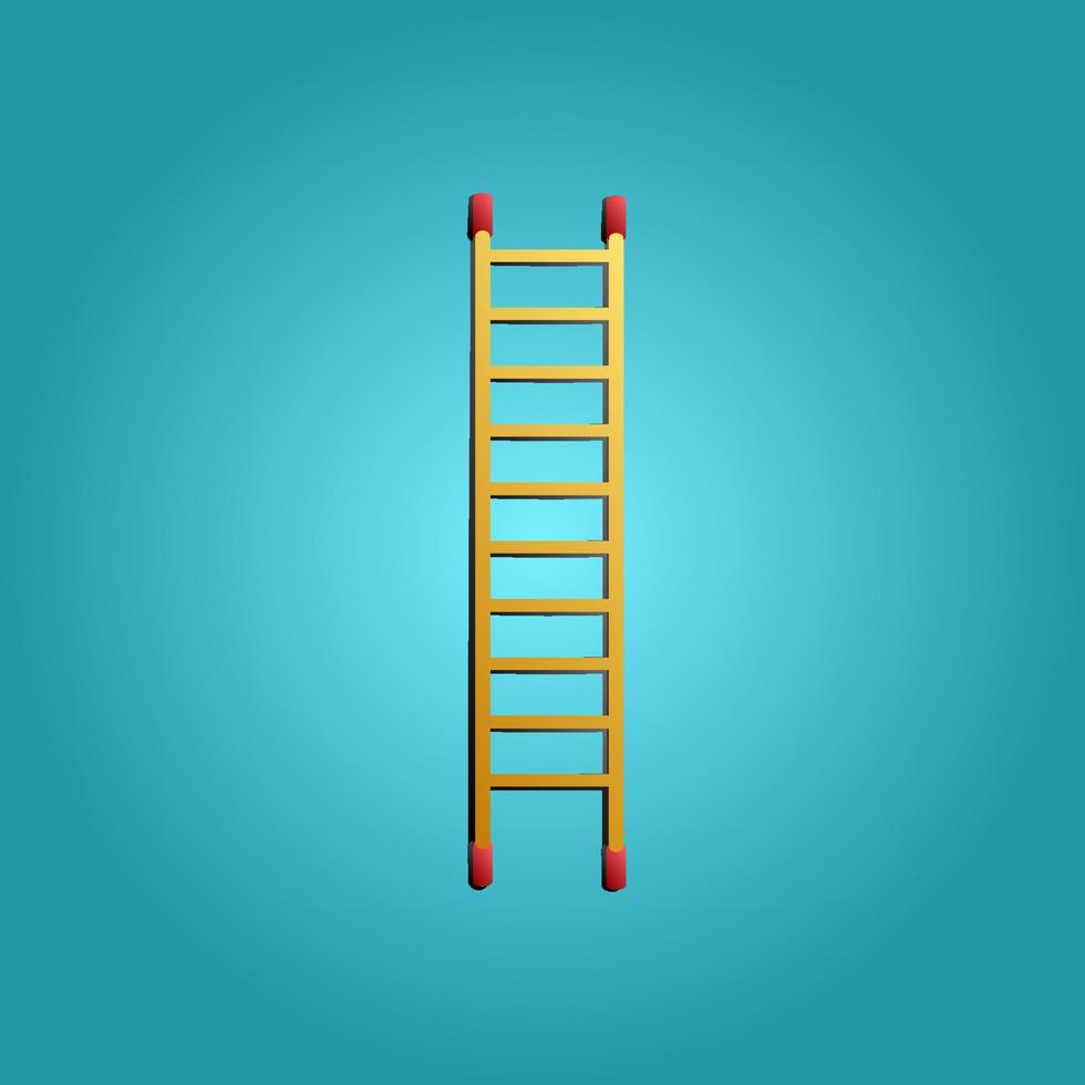 herramienta para reparar y construir una escalera de madera aplicada con escalones una escalera de tijera sobre un fondo azul. ilustración vectorial vector