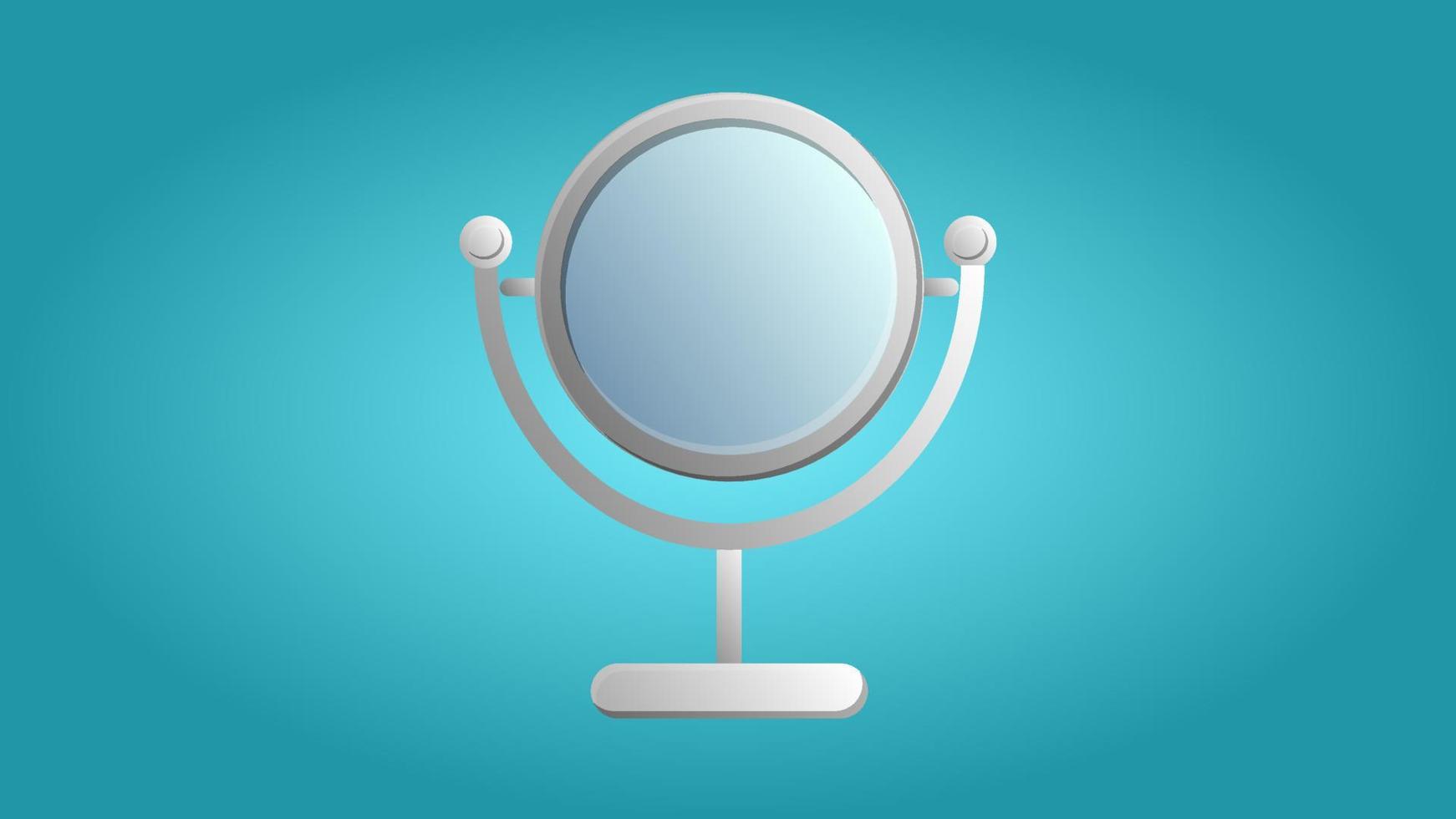 Fashionable beautiful beauty glamorous trendy makeup mirror on a blue background. Vector illustration