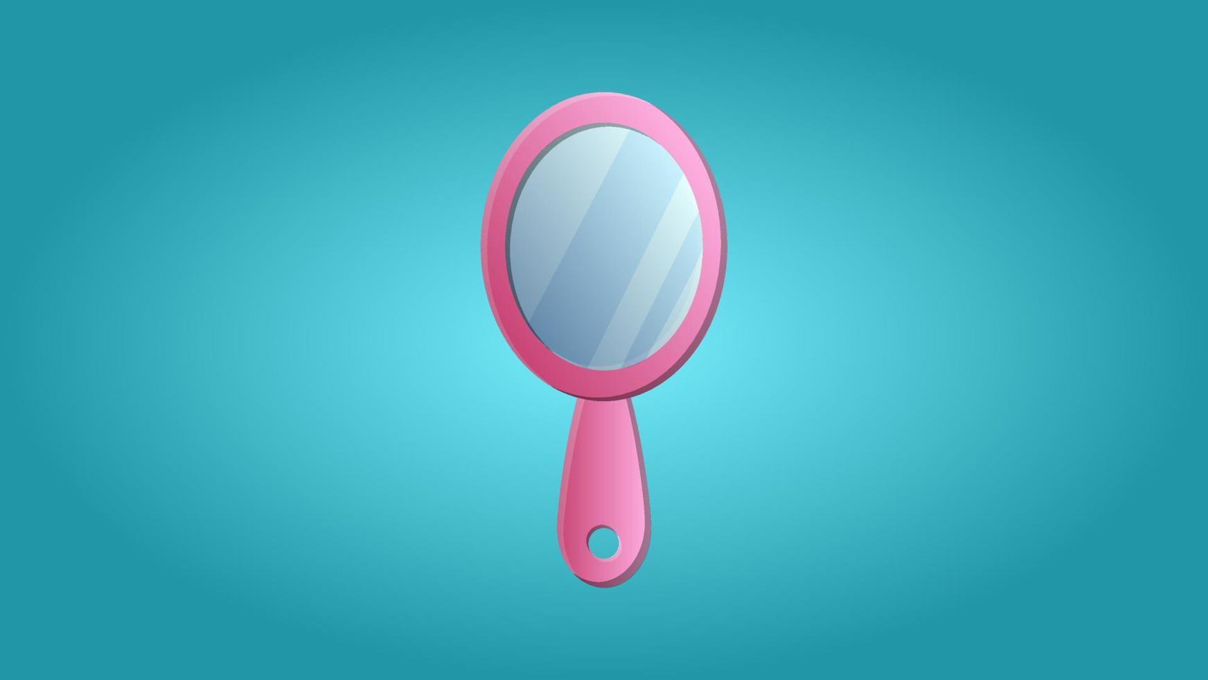 Fashionable beautiful beauty glamorous trendy makeup mirror on a blue background. Vector illustration