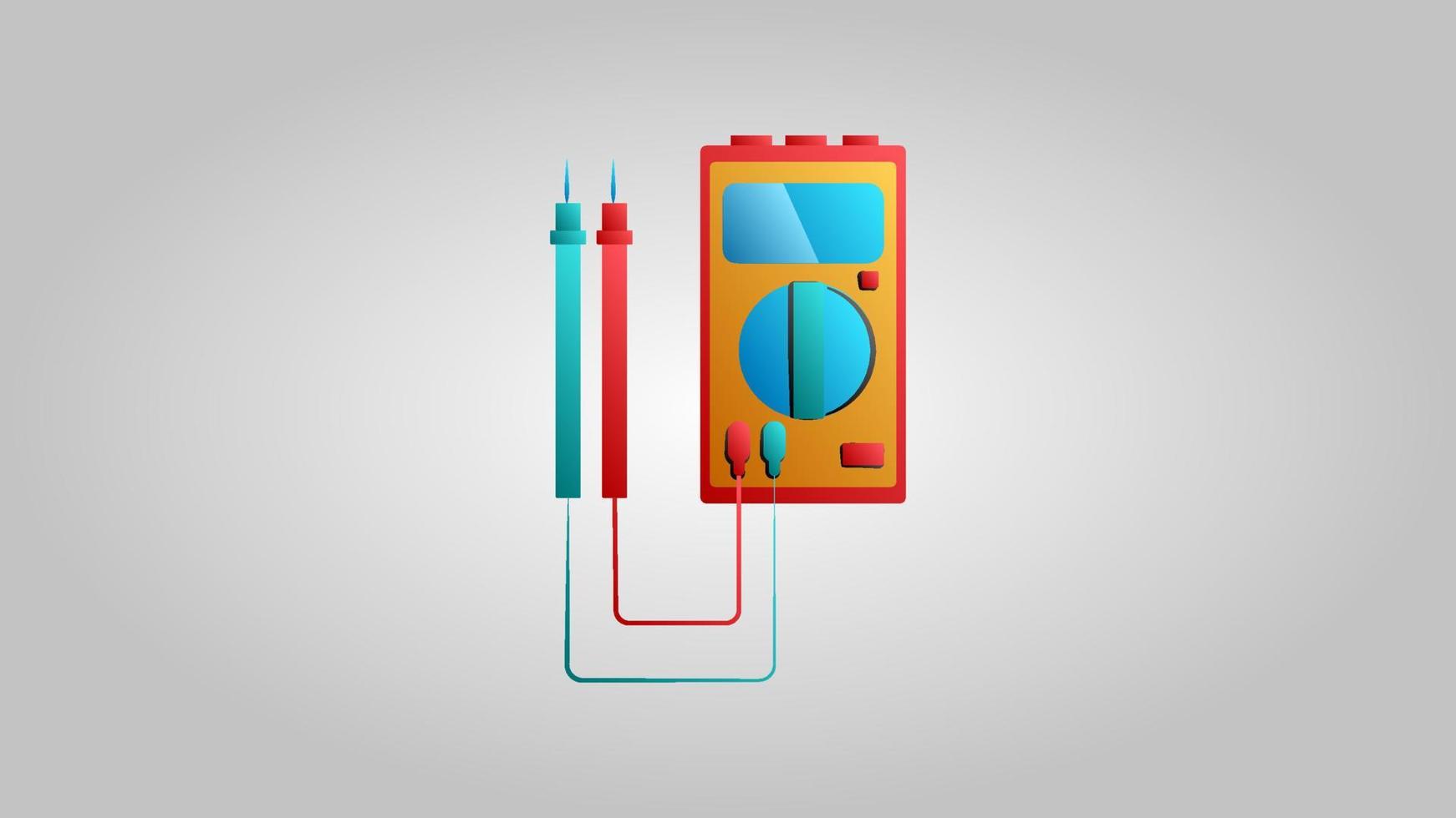 Yellow electrical industrial professional tester for measuring voltage and current diagnostics of electrical equipment on a white background. Vector illustration