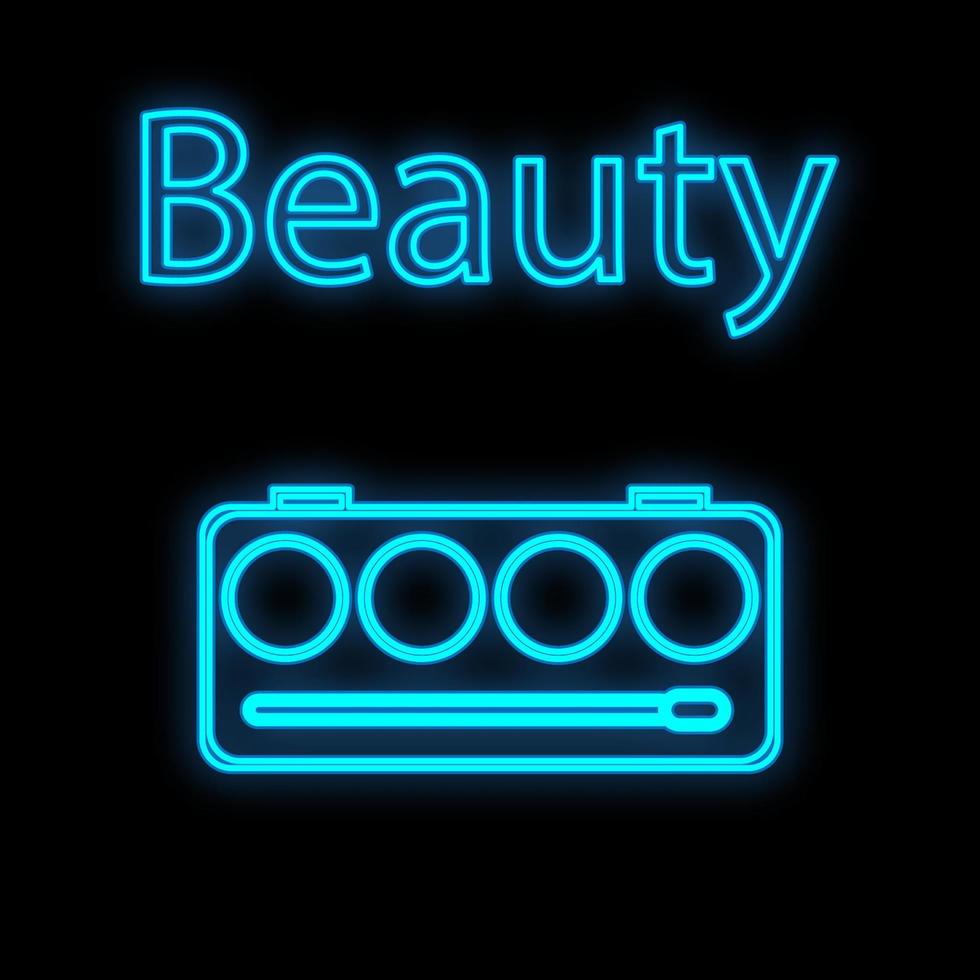 make-up palette with a blue neon contour on a black background. a set of cream textures to create contouring, tone and blush on the face. makeup tool for makeup artist. vector illustration