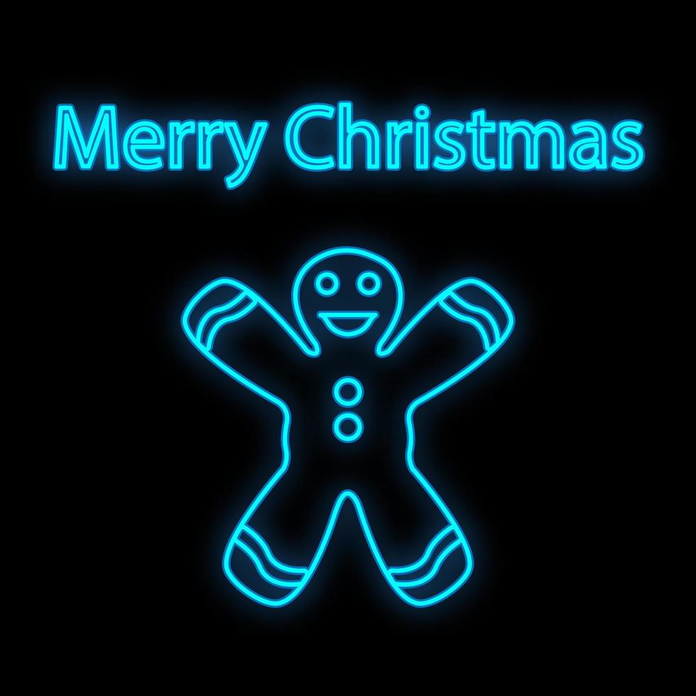 Gingerbread man neon sign. Ginger bread, cookie, biscuit. Vector illustration in neon style for topics like Christmas, dessert, bakery