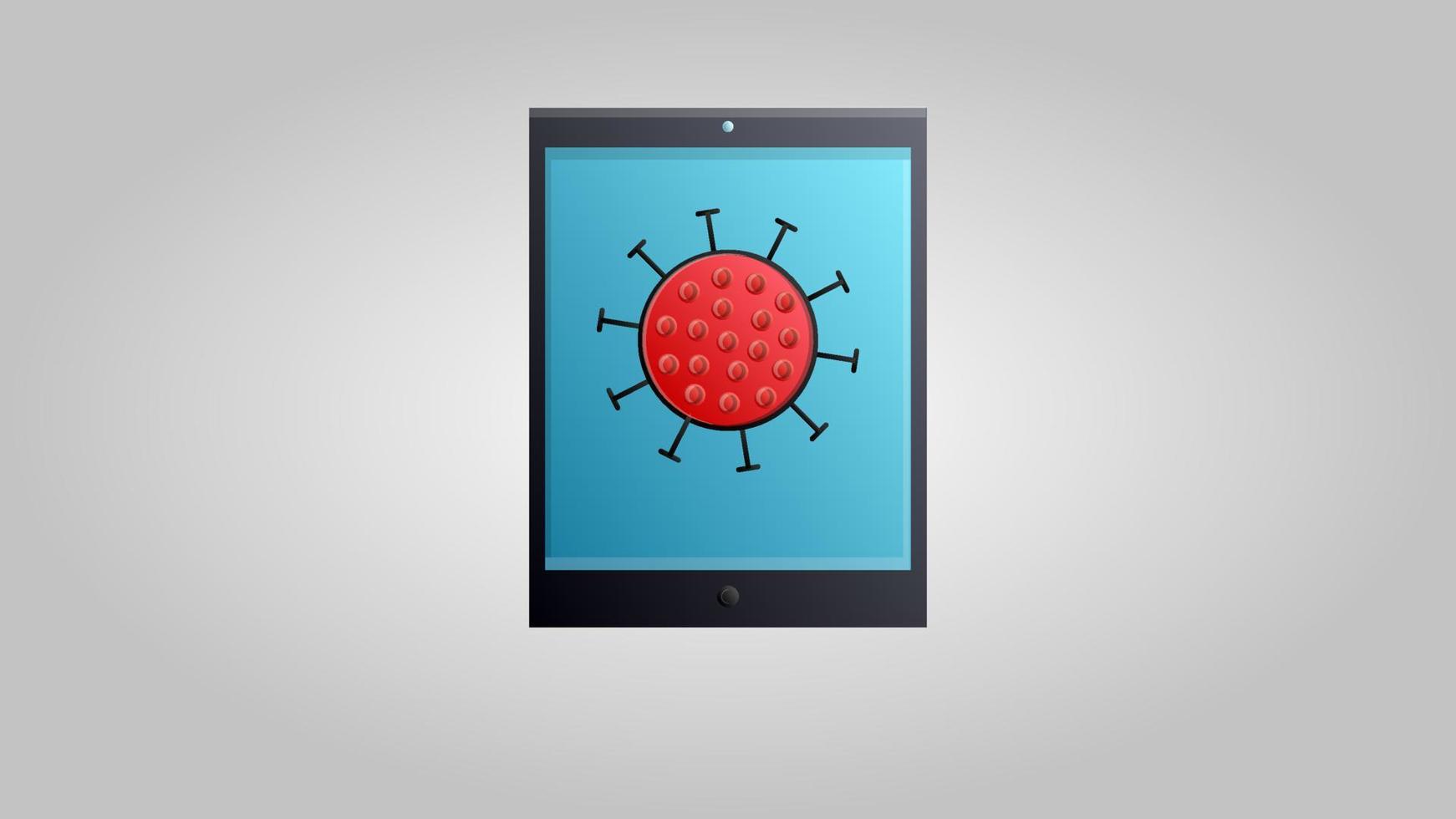 Digital modern touch-sensitive tablet on a white background and a dangerous virus infectious pandemic epidemic coronovirus infection covid-19. Vector illustration