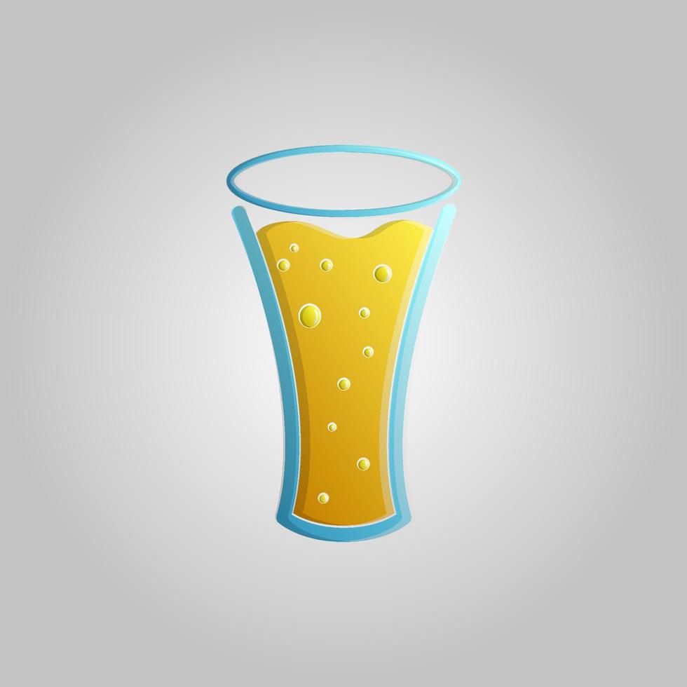 A large refreshing mug with a glass of yellow tasty alcoholic light beer foam on a white background vector