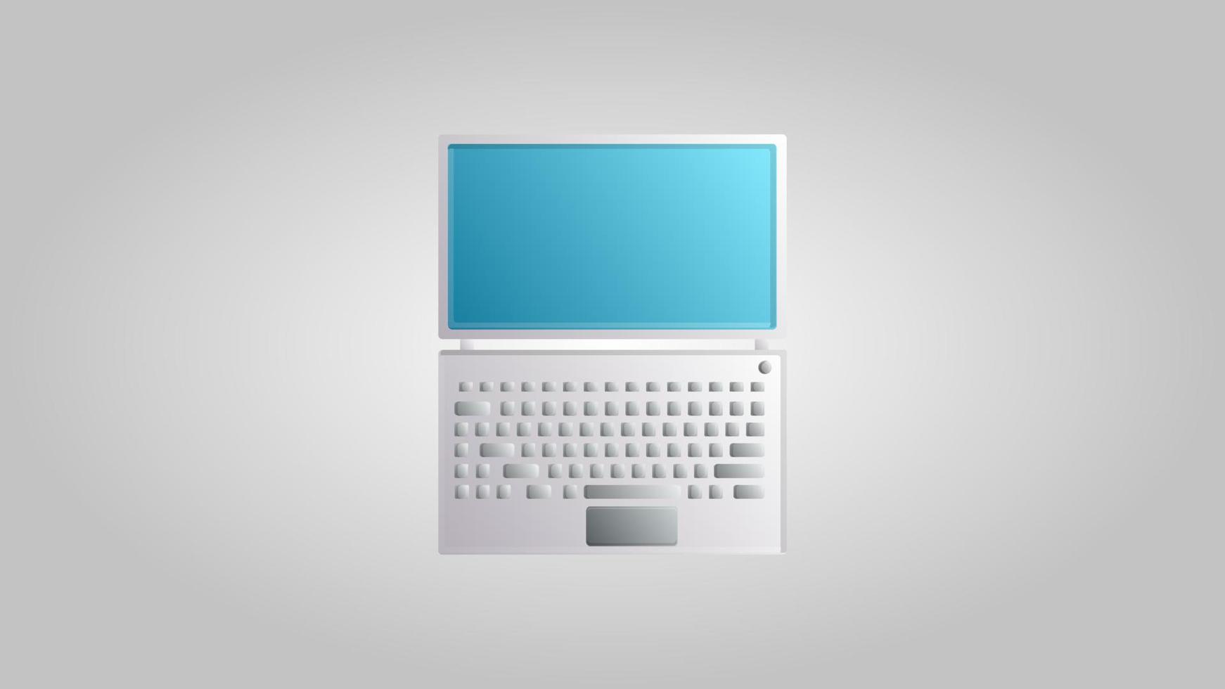 Modern digital new laptop computer for games, work and entertainment on a white background. Vector illustration