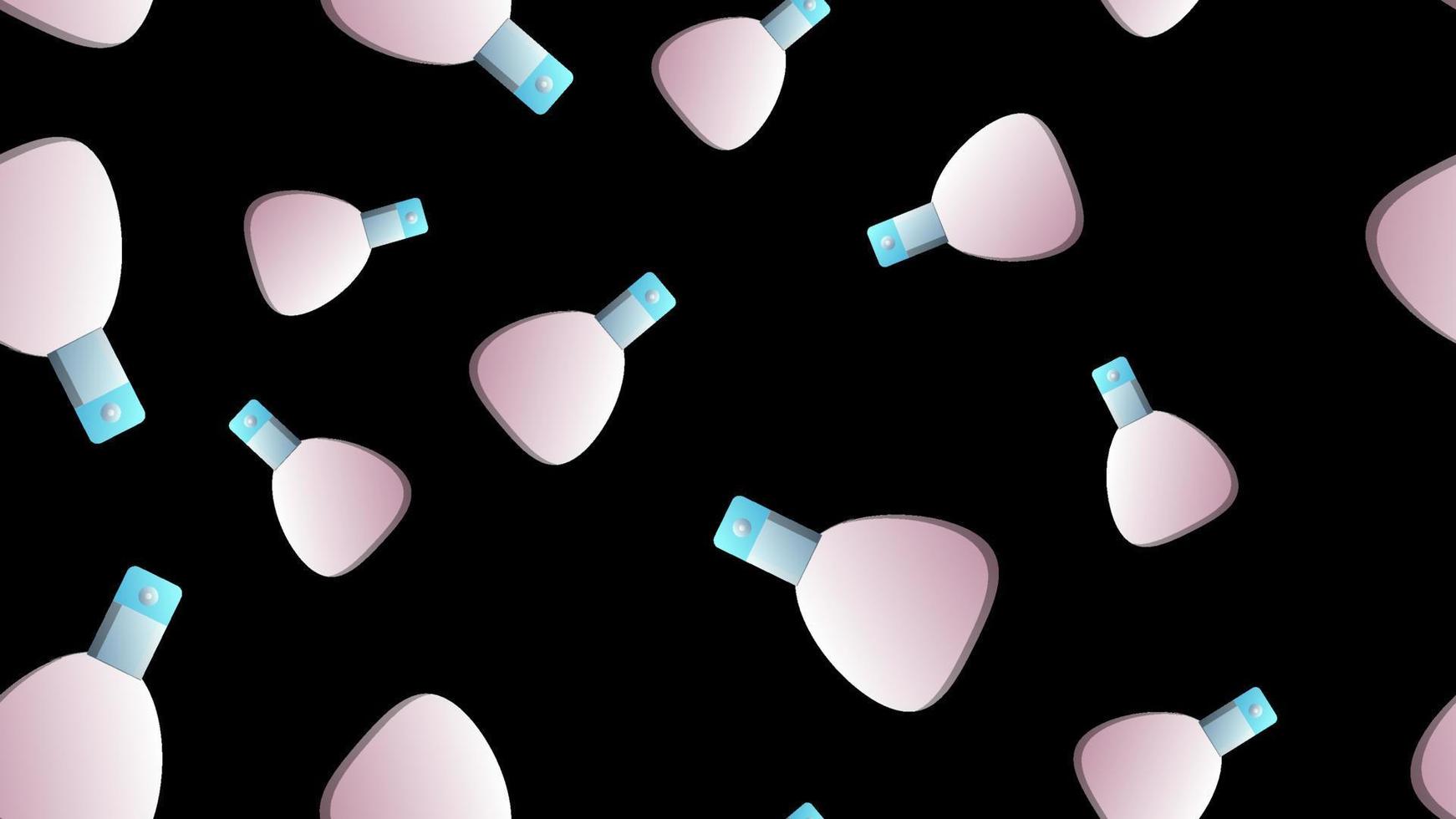 Seamless pattern with perfume bottles crystals and hearts. Colorful hand drawn illustration. Pink background vector