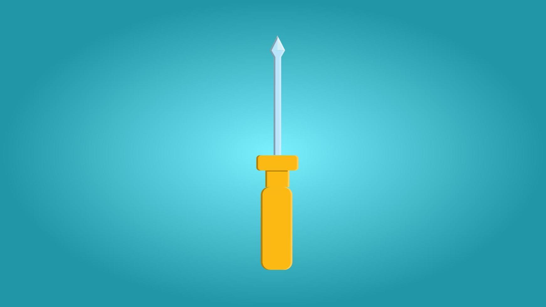 Tools for repair and construction manual yellow screwdriver for loosening screws on a blue background. Vector illustration