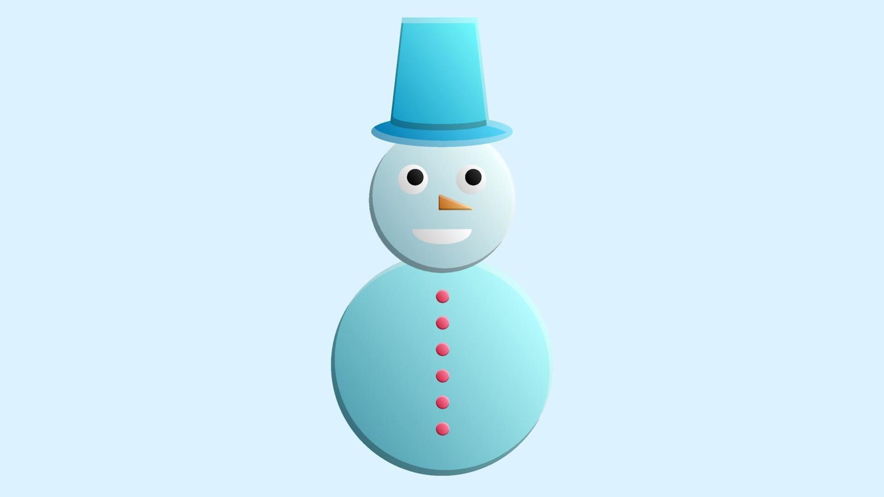 Snowman with hat and scarf isolated on white background. Vector illustration