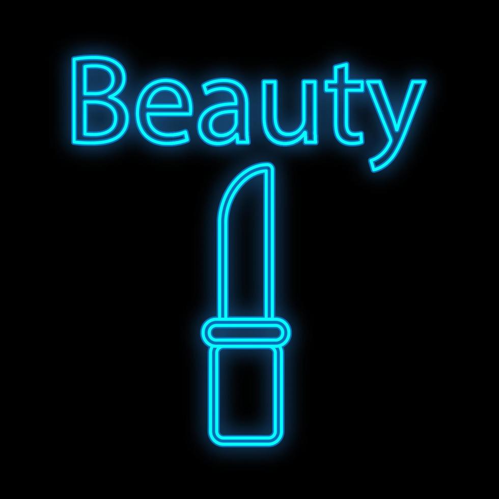blue neon lipstick on a black background. creating an even beautiful color on the lips. makeup design of the mouth. beautiful even color. Make-up by makeup artist. vector illustration