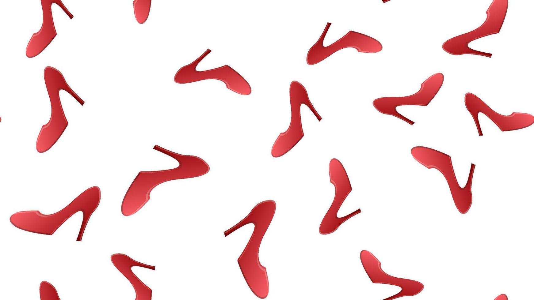 zapatos rojos de tacón alto de mujer 3d detallados y realistas fondo de patrón sin costuras en un concepto de estilo elegante blanco. ilustración vectorial de calzado femenino sexy vector