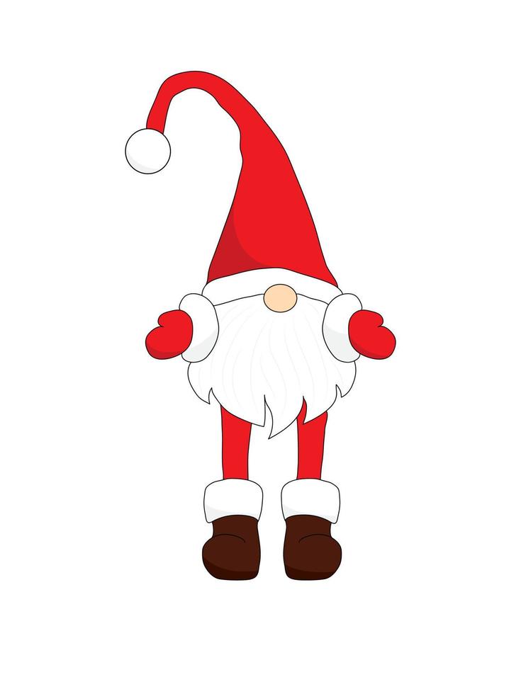Christmas Gnome, Scandinavian Nordic Gnome, Cute Christmas Santa Gnome. Vector Illustration isolated on white background