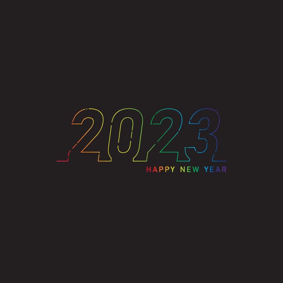2023. Diseño de texto 2023. feliz año nuevo 2023. 2023 ilustración de diseño vectorial. Cartel de tipografía de celebración de plantilla de diseño de número 2023, plantilla, pancarta o tarjeta de felicitación para feliz año nuevo vector