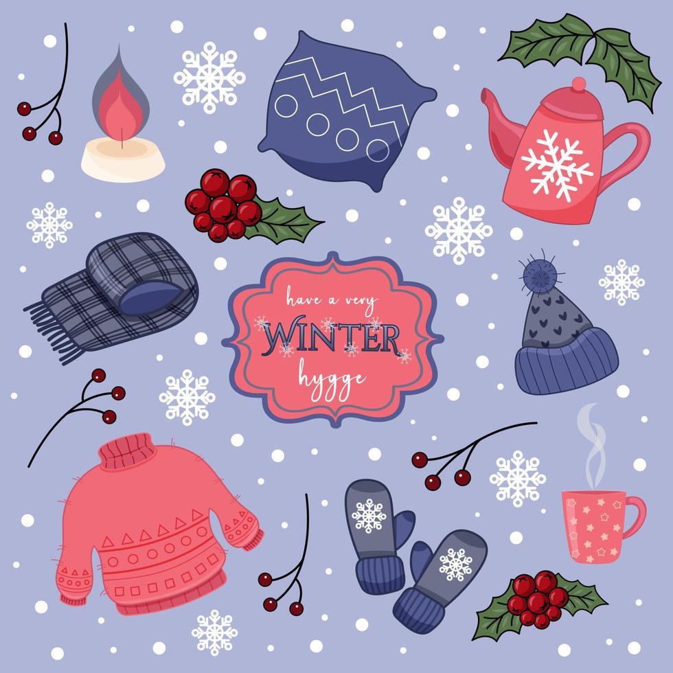 winter clothes in hygge style vector