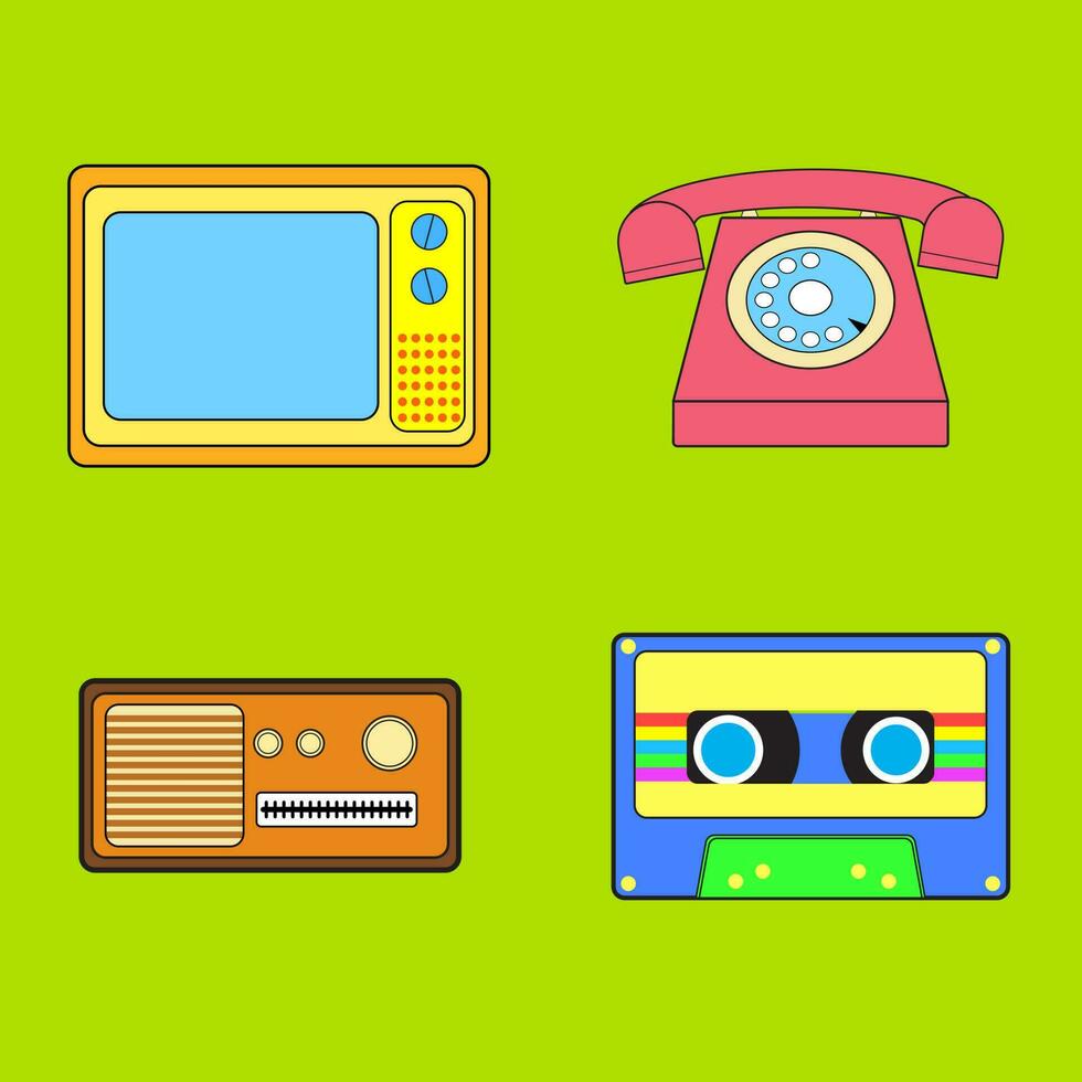 icon retro 90s good for mockup, print, design, wallpaper, sosial media, background vector