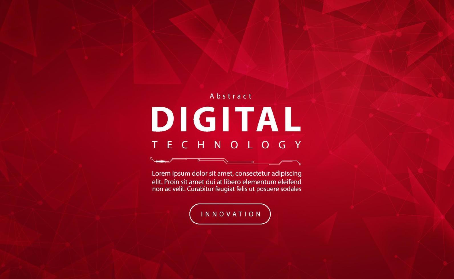 Digital technology banner red background concept with technology light effect, abstract cyber tech, innovation future data, internet network, Ai big data, lines dots connection, illustration vector