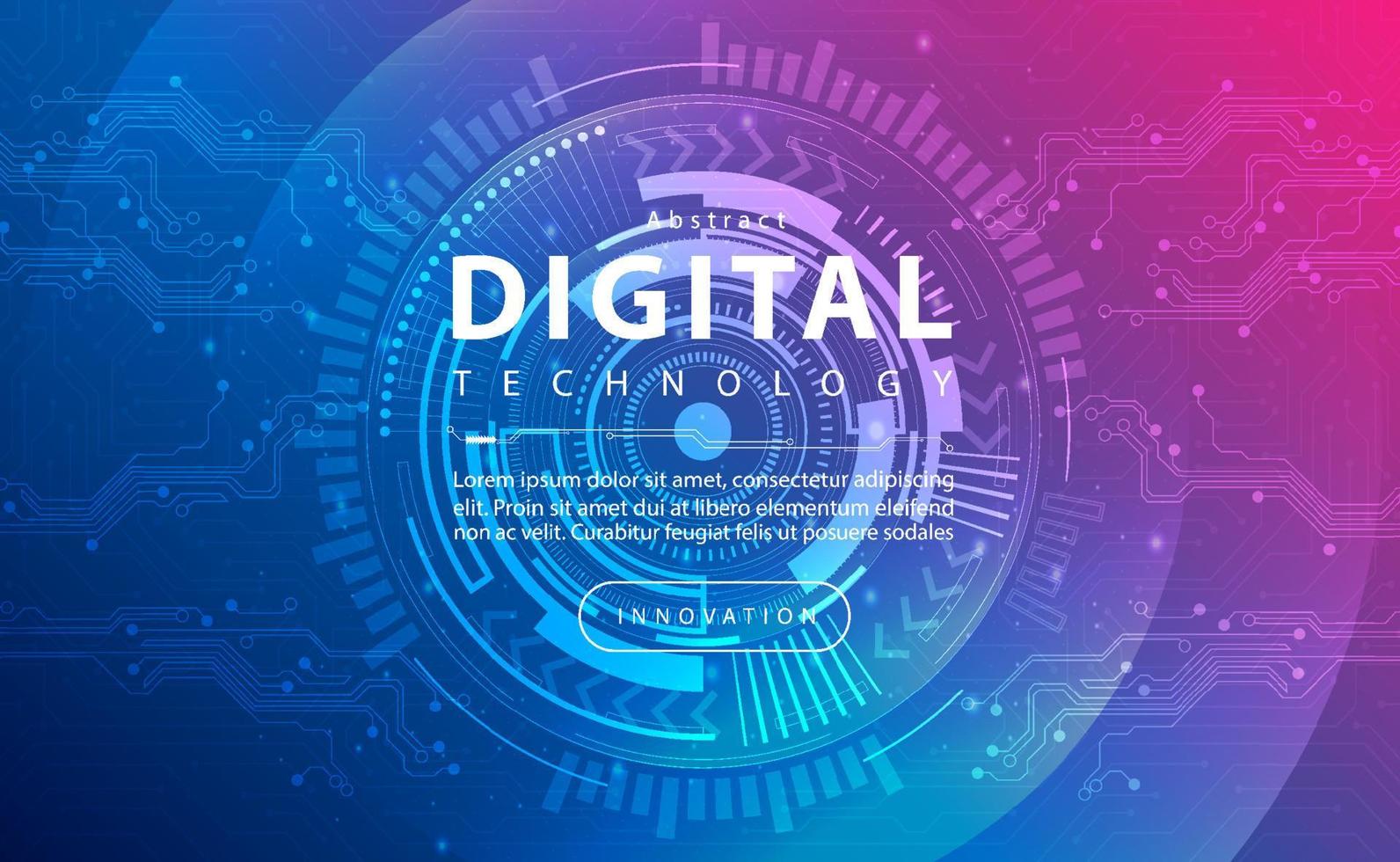 concepto de fondo rosa azul de banner de tecnología digital, efecto púrpura claro de tecnología, tecnología abstracta, datos futuros de innovación, red de Internet, big data ai, conexión de puntos de líneas, vector de ilustración