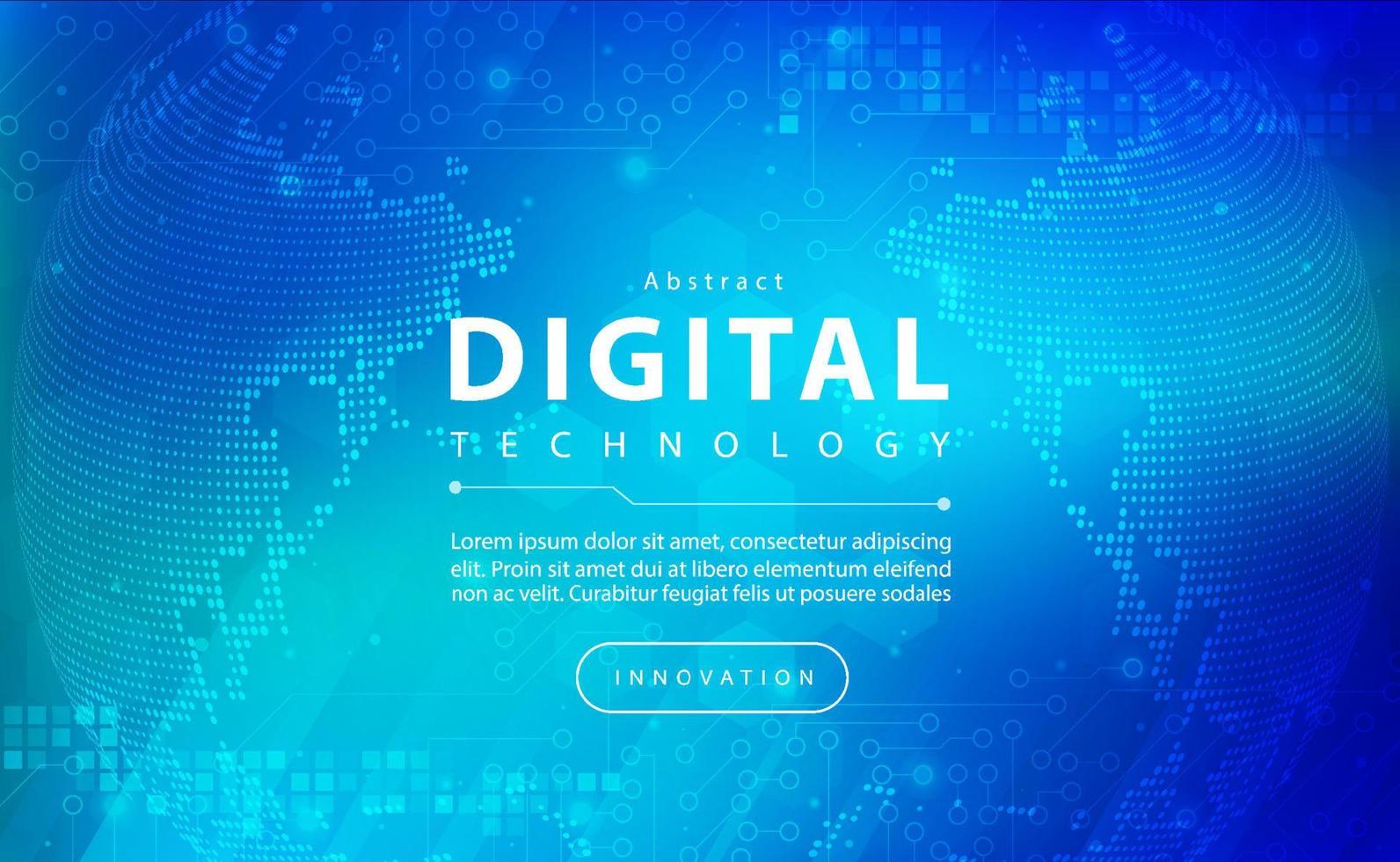 Digital technology banner blue green background concept with technology light effect, abstract tech, innovation future data, internet network, Ai big data, lines dots connection, illustration vector