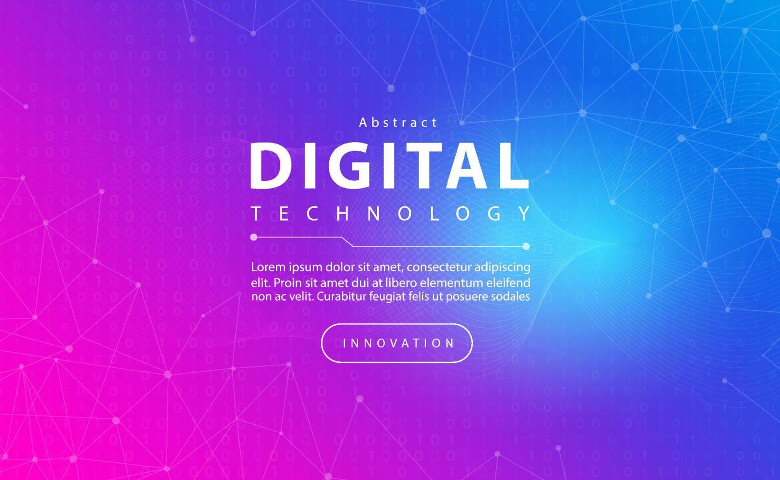 banner de tecnología digital concepto de fondo azul rosa con efectos de luz de línea de tecnología, tecnología abstracta, vector de ilustración para diseño gráfico