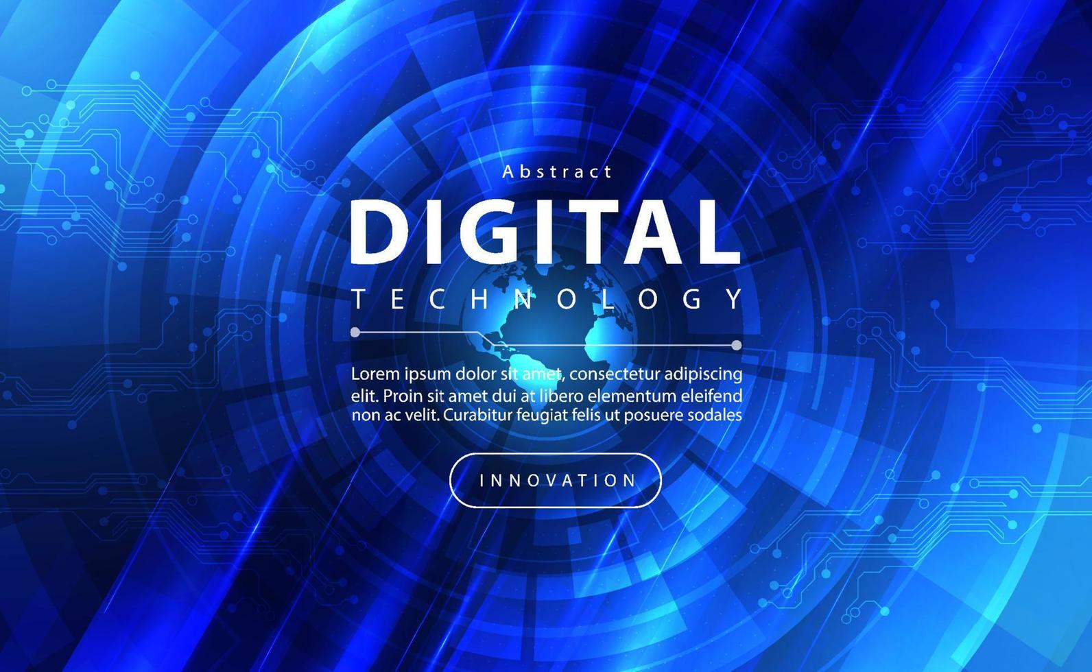 Digital technology banner blue background concept with technology light effect, abstract tech, innovation future data, internet network, Ai big data, cyber lines dots connection, illustration vector