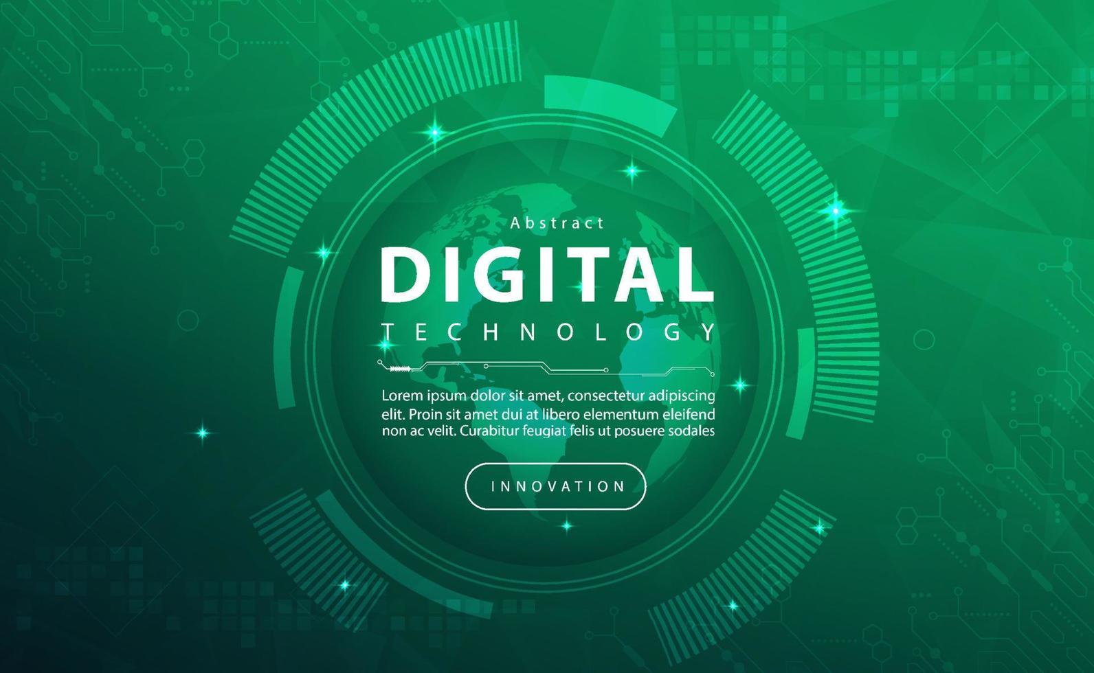 Digital technology banner green blue background concept with technology light effect, abstract tech, innovation future data, internet network, Ai big data, lines dots connection, illustration vector