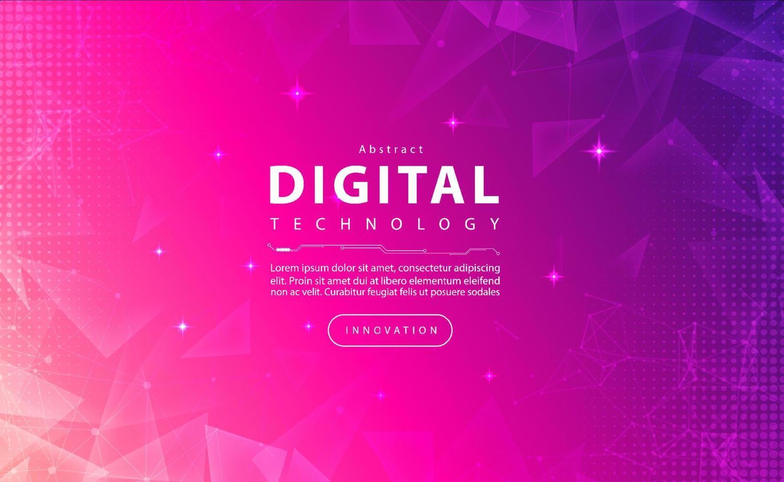 Digital technology banner pink background, purple color technology light effect, abstract cyber tech, innovation future data, internet network, Ai big data, lines dots connection, illustration vector