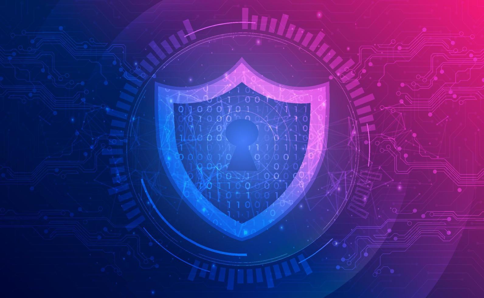 Digital technology secure pink blue background concept, cyber security access privacy unlock, abstract tech innovation future data, crime hacker big data safe, network connection, illustration vector