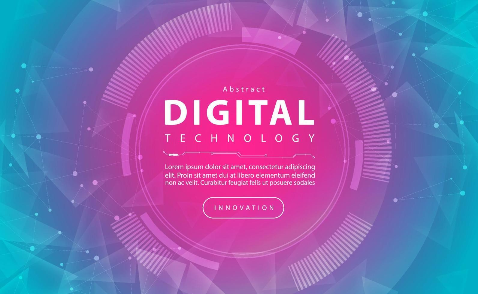 Digital technology banner green pink background, cyber technology light purple effect, abstract tech, innovation future data, internet network, Ai big data, lines dots connection, illustration vector