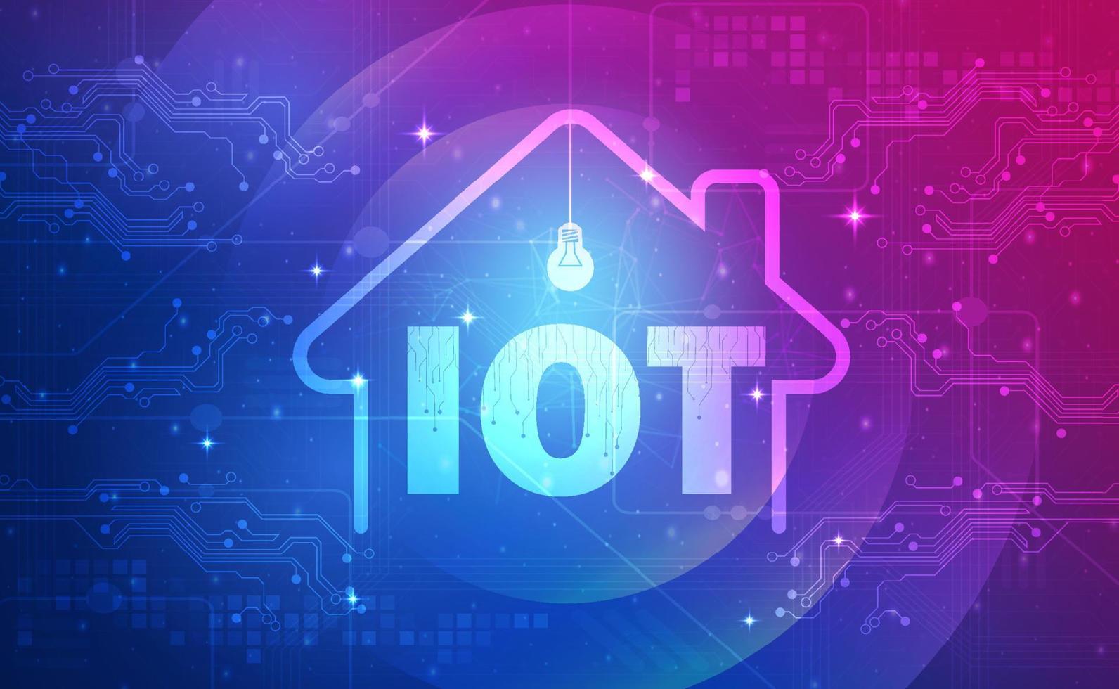 tecnología digital hogar iot internet de las cosas fondo rosa azul, tecnología púrpura abstracta, datos futuros de innovación, red de internet, big data ai, hogar inteligente, red de ciudad inteligente, vector de ilustración