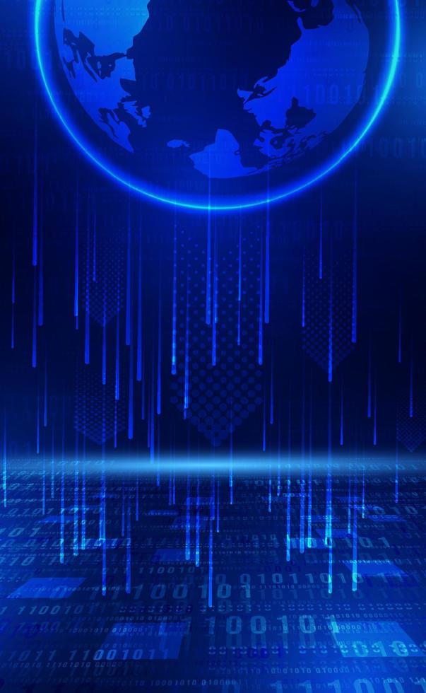 tecnología de big data digital ai fondo azul futurista del mundo, seguridad cibernética en la nube, tecnología wifi de neón de espacio abstracto, datos futuros de innovación, conexión de red global de Internet, vector de ilustración