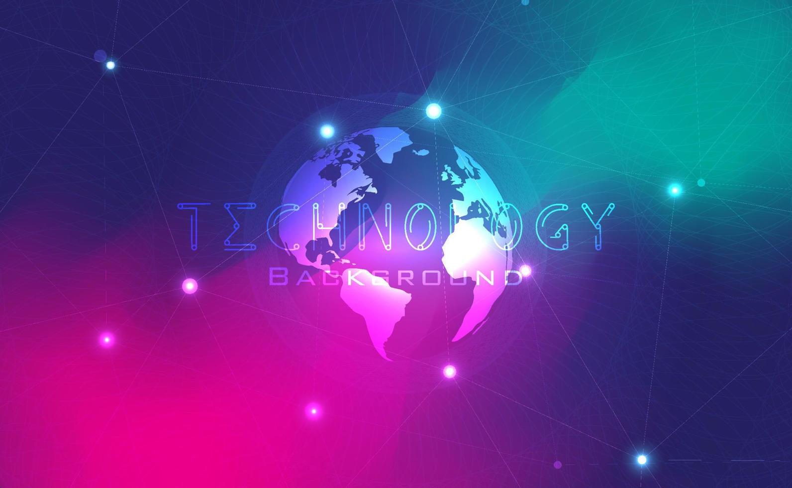 Digital technology banner pink blue background concept with technology line light effects, abstract digital tech world, illustration texture vector for graphic design
