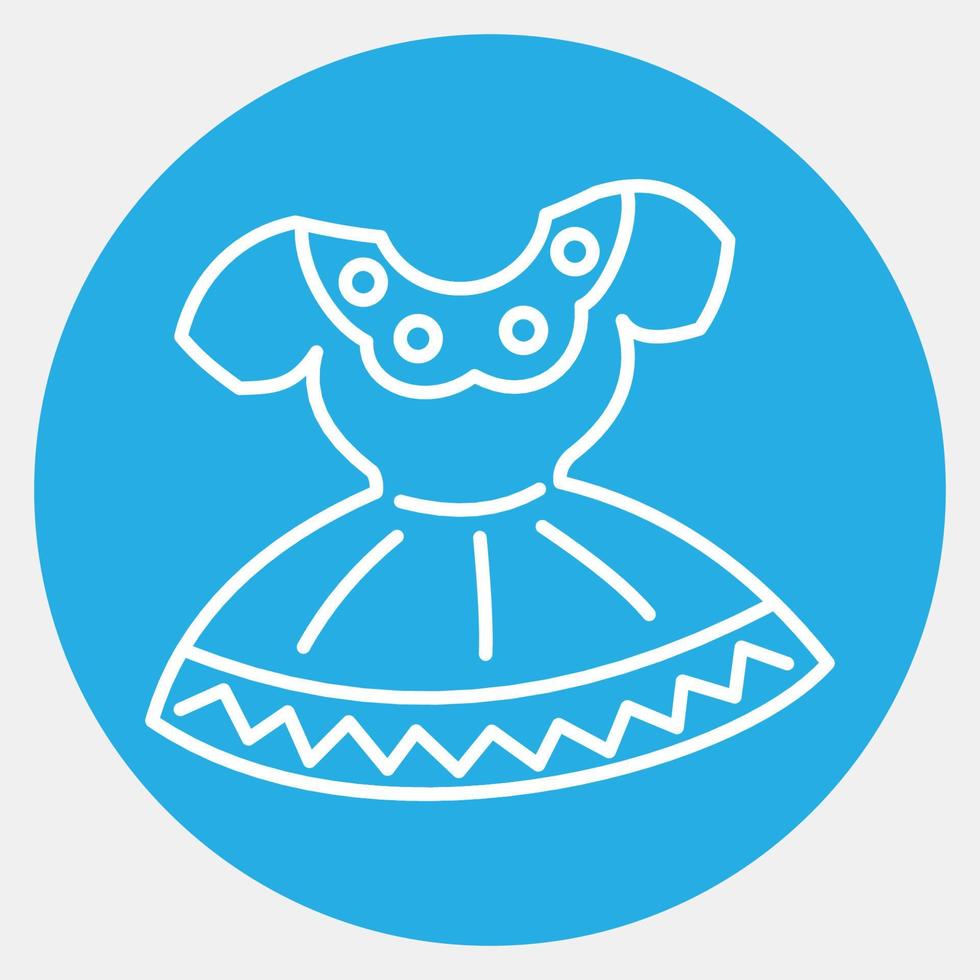 vestido mexicano icono. elementos de celebración del día de los muertos. iconos en estilo azul. bueno para impresiones, carteles, logotipos, decoración de fiestas, tarjetas de felicitación, etc. vector