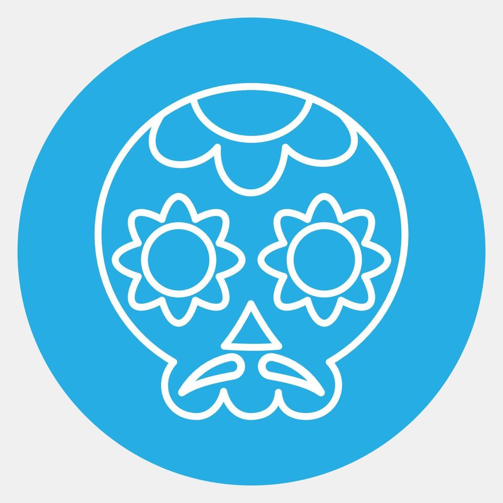 Icon sugar skull. Day of the dead celebration elements. Icons in blue style. Good for prints, posters, logo, party decoration, greeting card, etc. vector