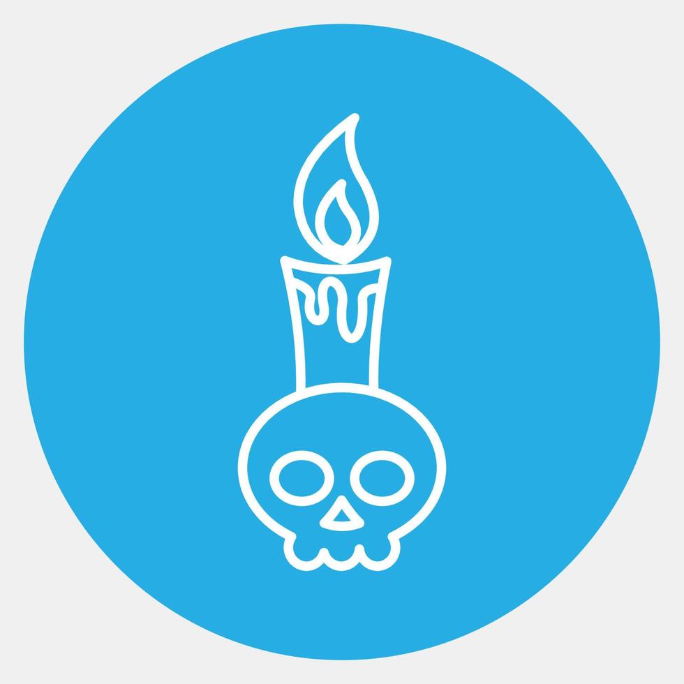 vela icono. elementos de celebración del día de los muertos. iconos en estilo azul. bueno para impresiones, carteles, logotipos, decoración de fiestas, tarjetas de felicitación, etc. vector