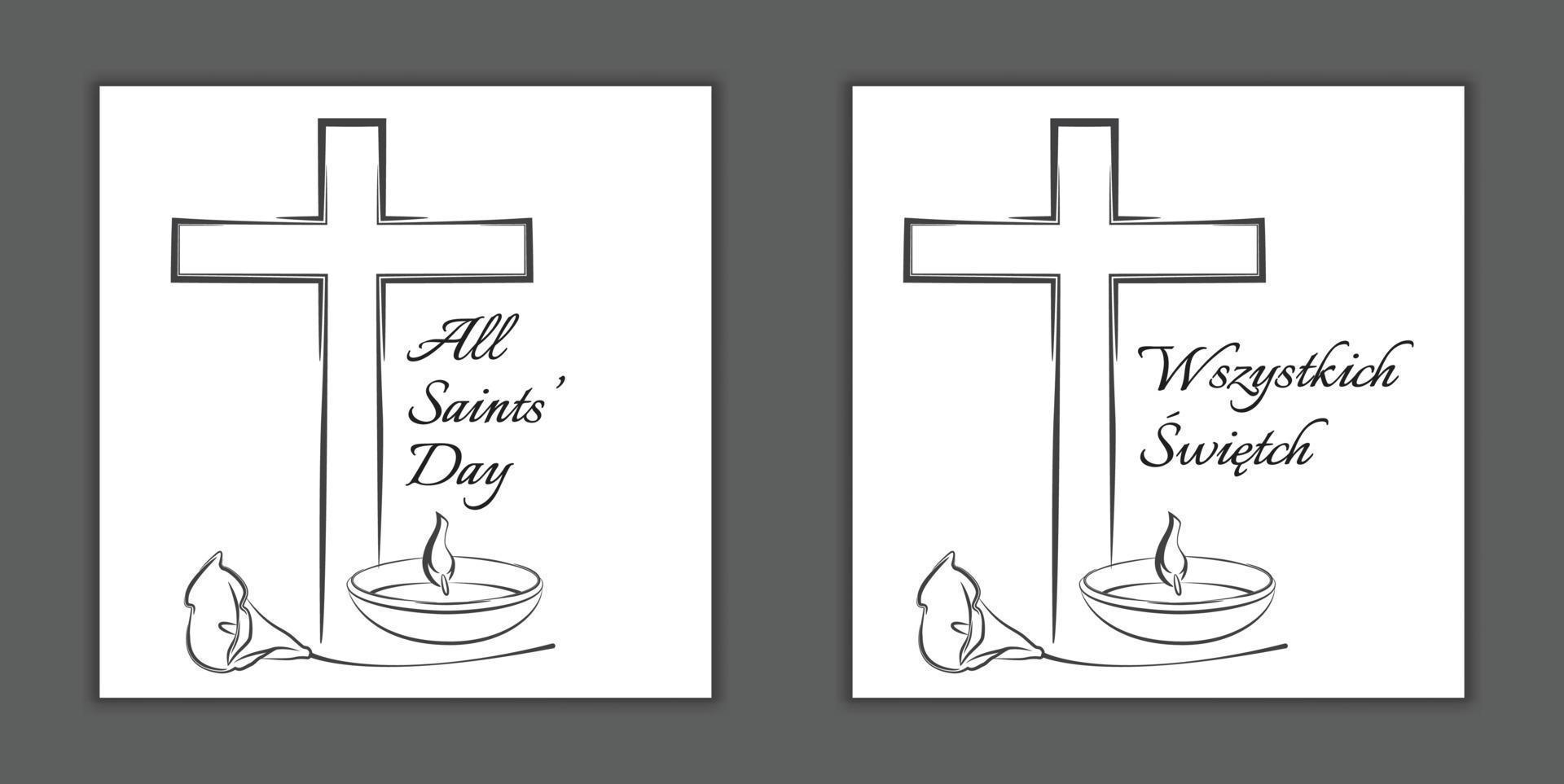 All Saints Day. English and polish. Vector design.