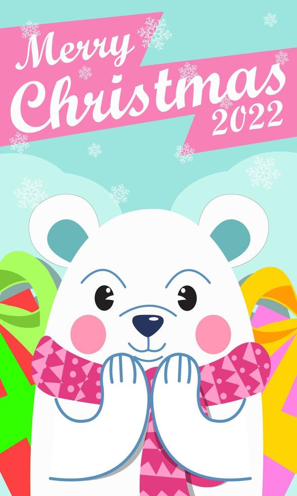 cute cartoon merry christmas for greeting card vector