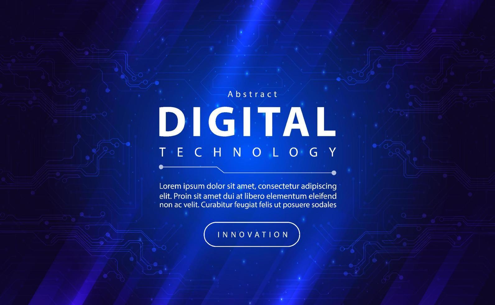 concepto de fondo azul de banner de tecnología digital con efecto de luz de tecnología, tecnología abstracta, datos futuros de innovación, red de Internet, big data ai, conexión de puntos de líneas cibernéticas, vector de ilustración