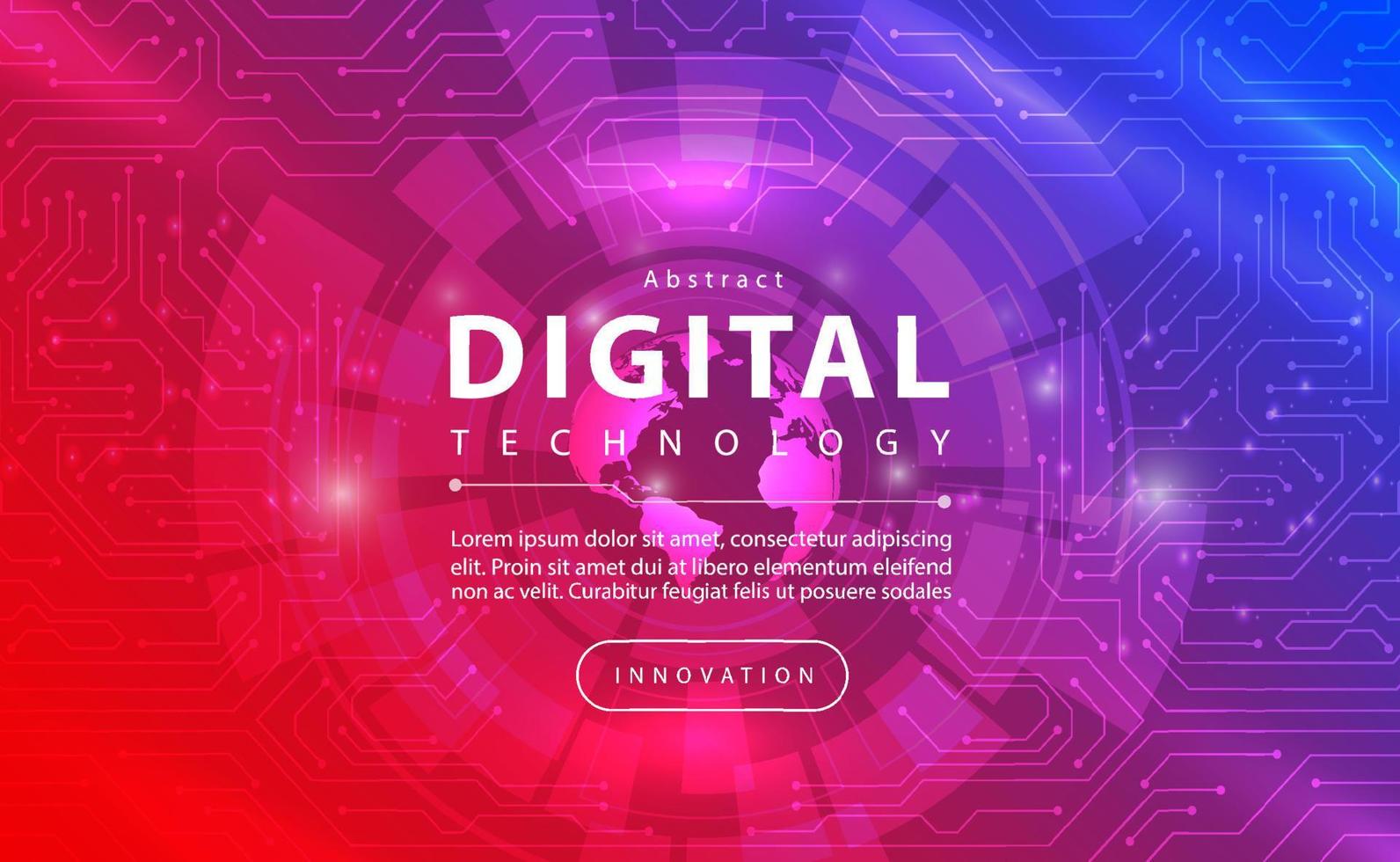 Digital technology banner red blue background concept and technology light effect, pink abstract tech, innovation future data, internet network, Ai big data, lines dots connection, illustration vector
