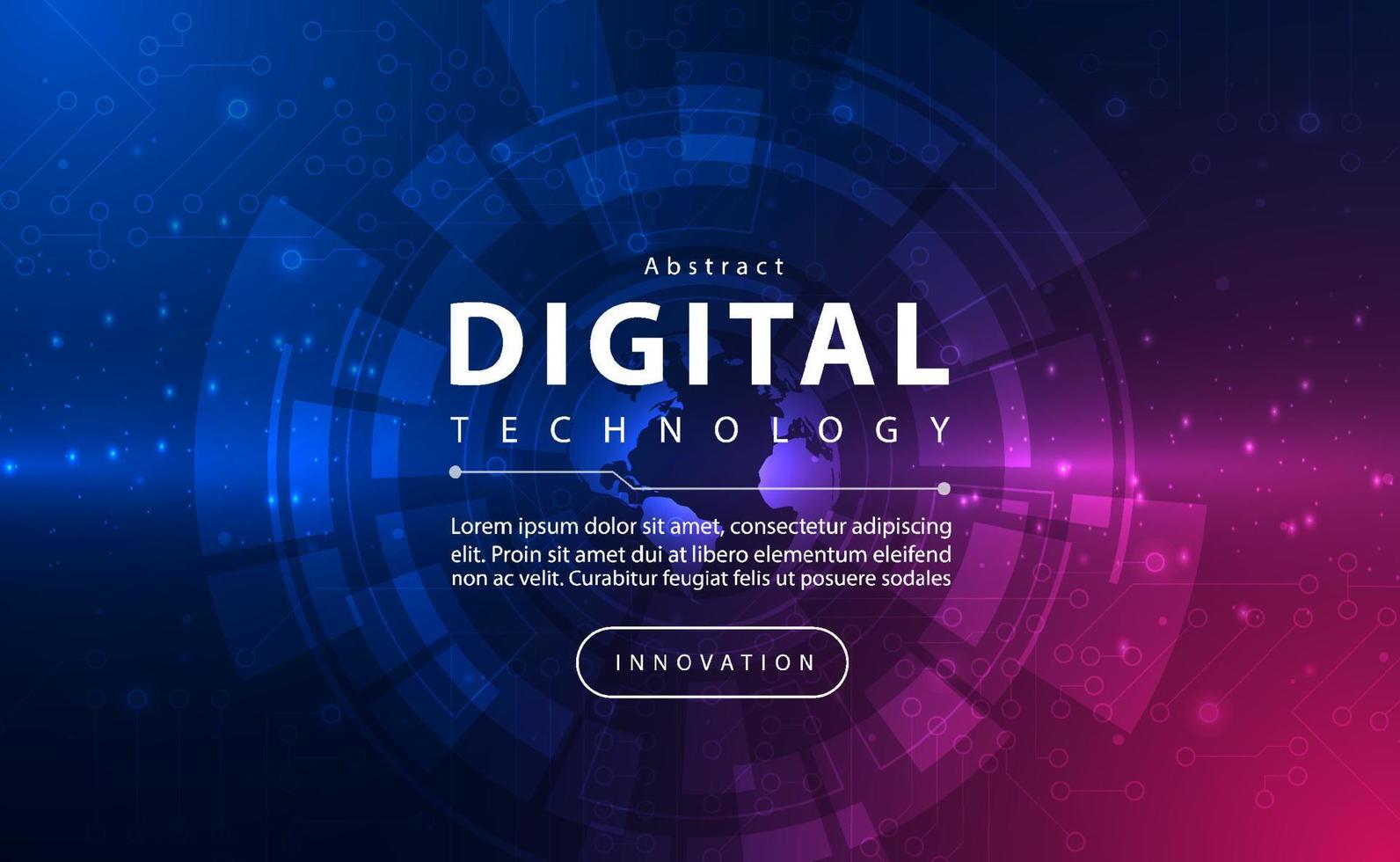 banner de tecnología digital concepto de fondo azul rosa con efecto de luz de tecnología, tecnología abstracta, datos futuros de innovación, red de Internet, big data ai, conexión de puntos de líneas, vector de ilustración