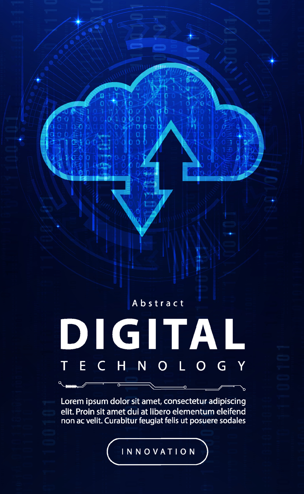 Digital technology cloud computing blue background, cloud technology
