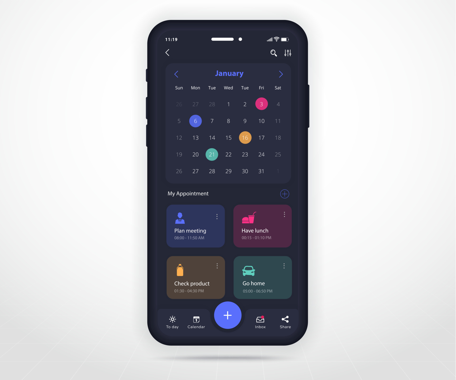 Mobile app calendar planner concept Appointment calendar template UI Mobile app calendar planner concept Appointment calendar template UI
