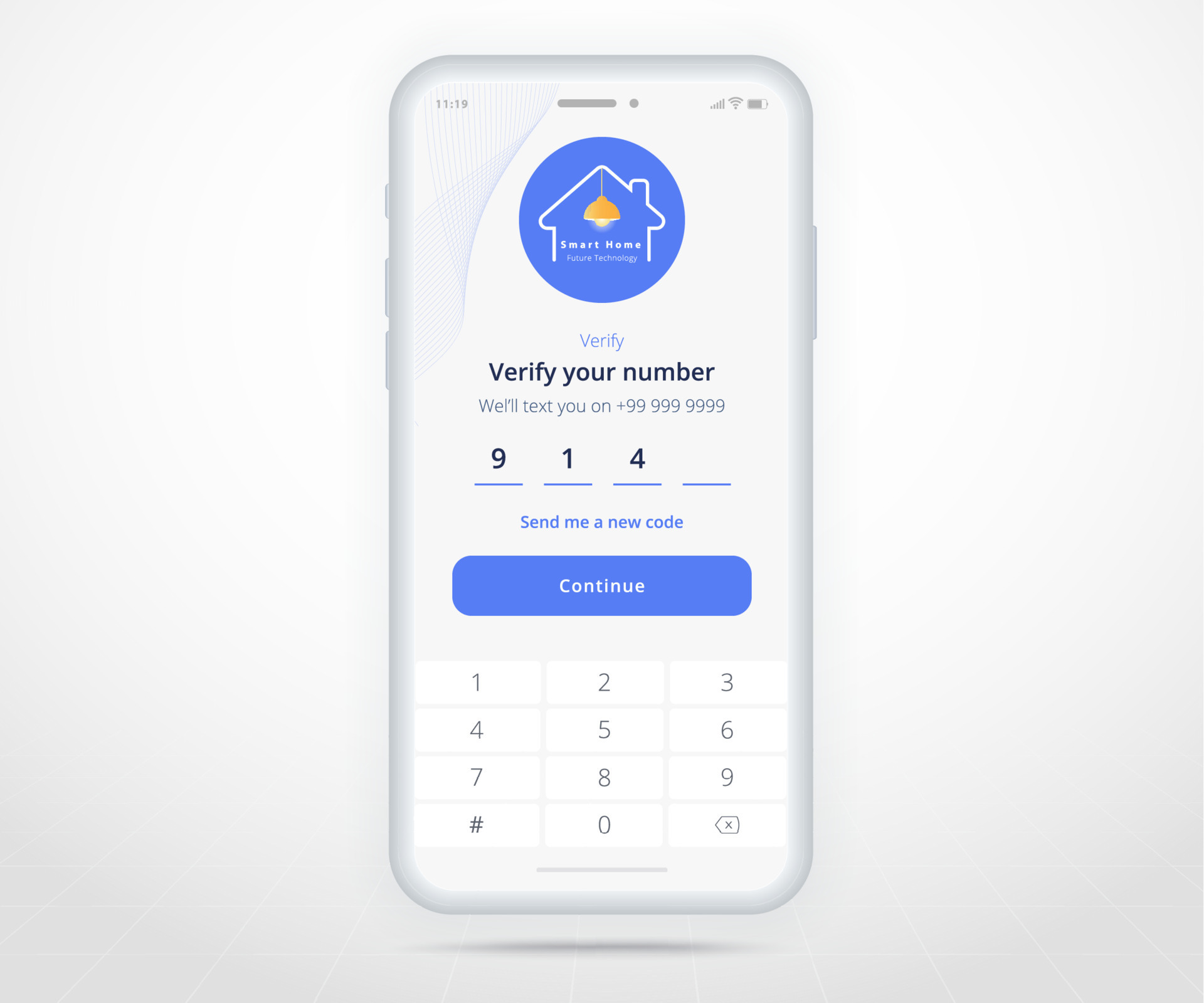Smartphone smart home verify password controlled app UX UI, IOT