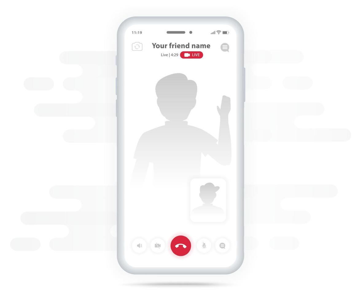 Video Call Video conference UI Application design concept mockup, Chat messenger interface screen template, Mobile phone live chat boxes, Smartphone online app, Virtual call vector illustration, UX UI