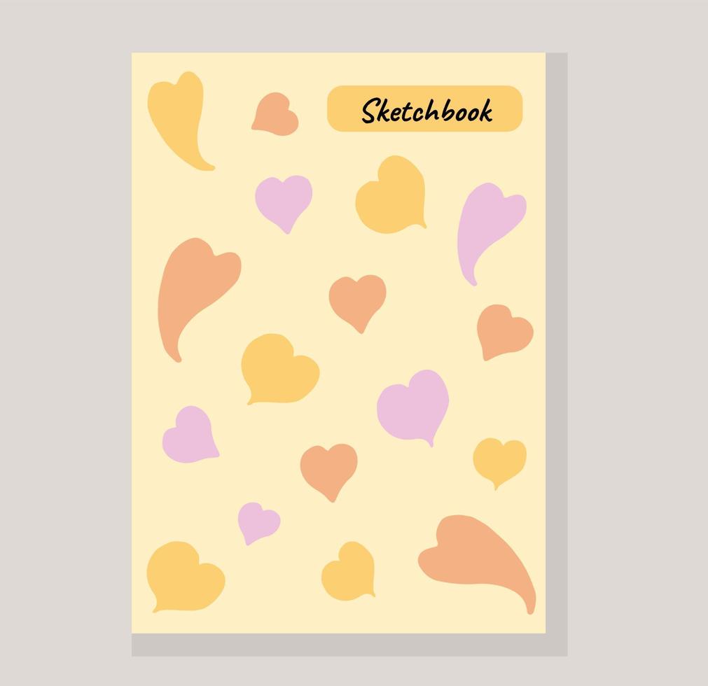 Covers notebook colorful sketchbook hearts orange pink vector illustration