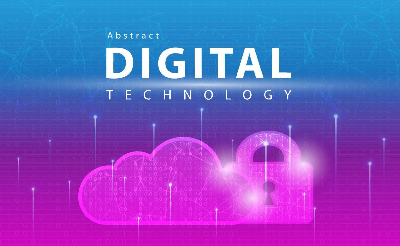 Technology security abstract background concept, Digital technology banner pink blue background binary code, abstract tech big data, Cloud computing, connect to clouds network, illustration vector